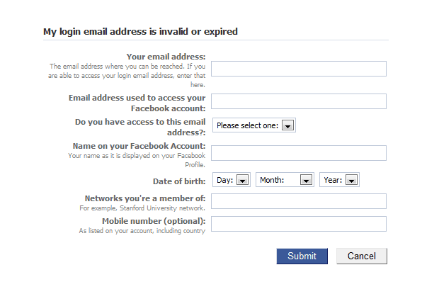 facebook login. login email address. If your Facebook account has been hacked, 