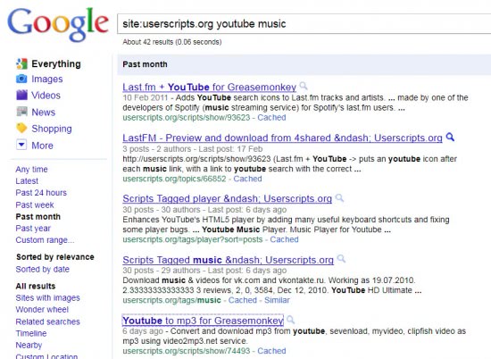 google images search not working. The Google search shows the most recent hits on userscripts.org for the 