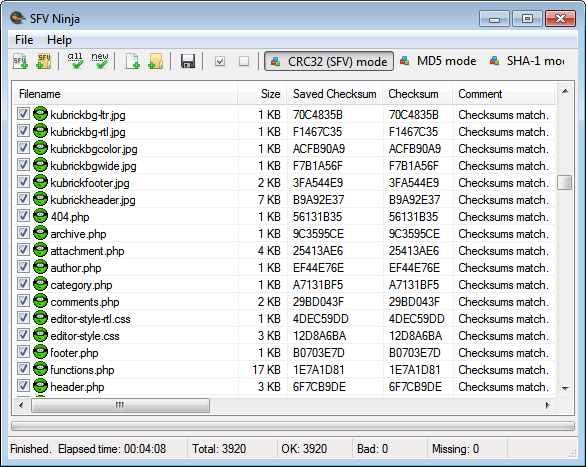 sfv ninja simple file verification