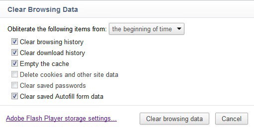 clear browsing data