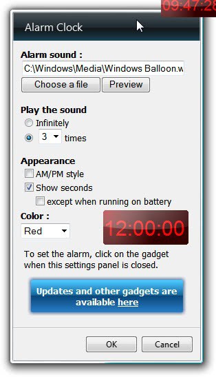 desktop  alarm clock gadget