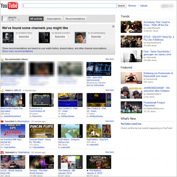 old youtube page