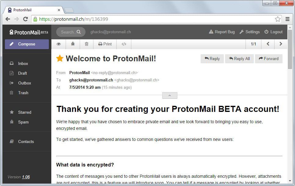 First look at secure email provider ProtonMail  gHacks Tech News