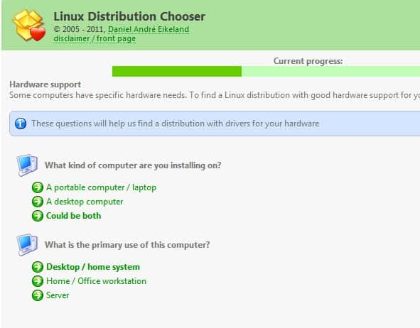 linux distributor chooser