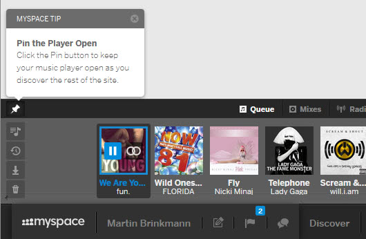 myspace pin music player