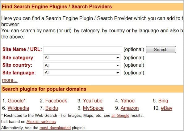 firefox custom search engines