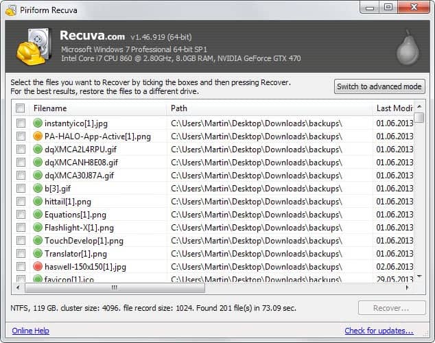 recover files