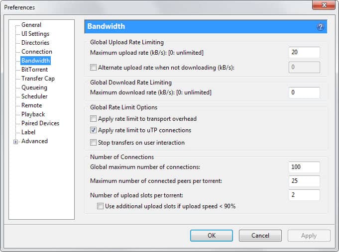 utorrent connection settings