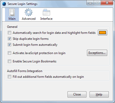 secure login settings