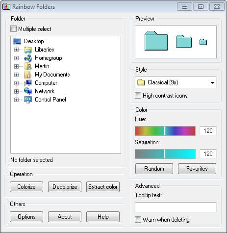 rainbow folders screenshot