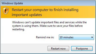 windows update restart prompt