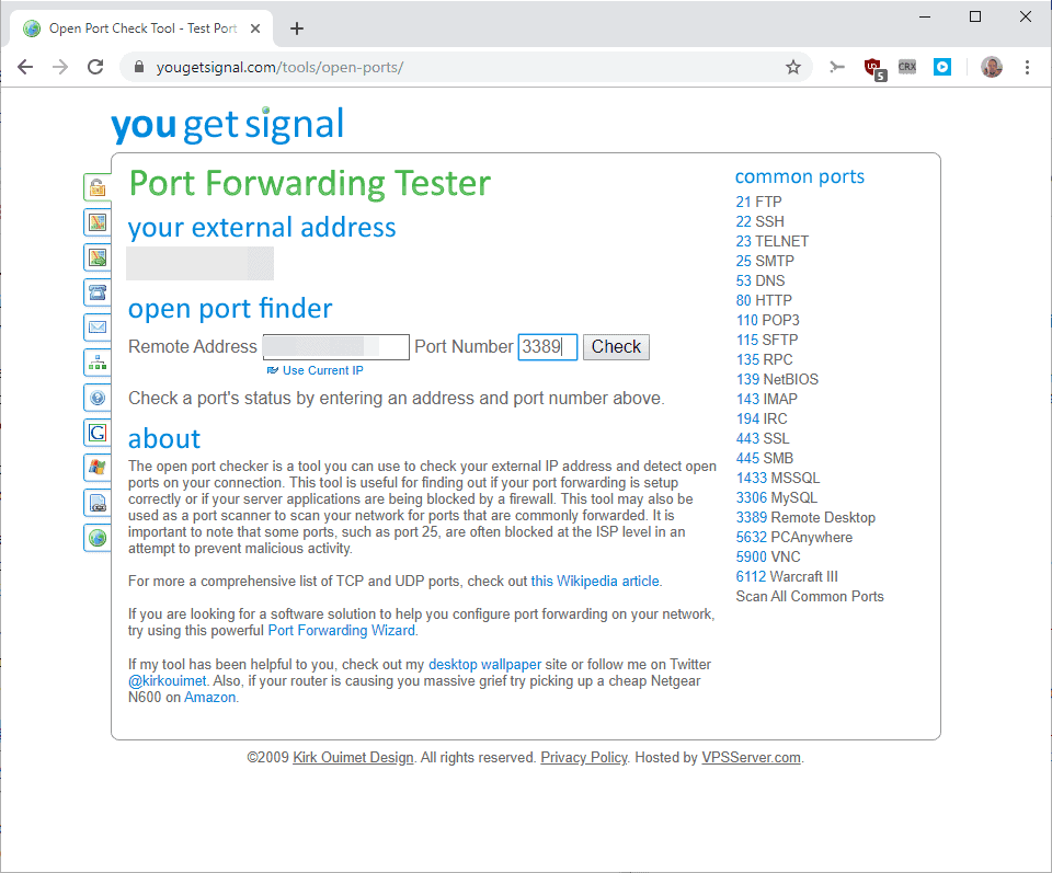 port forwarding tester