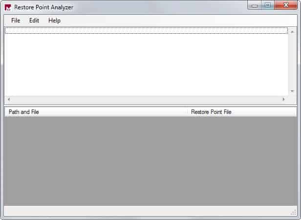 Captura de pantalla de la interfaz del analizador de puntos de restauración