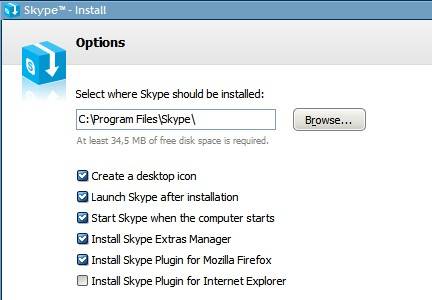 skype installation options