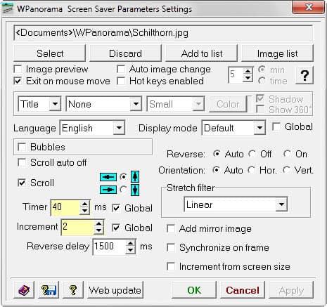 screensaver options