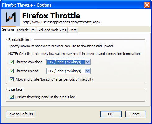 firefox throttle
