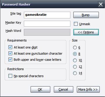 password hasher options