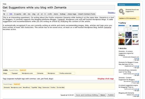 zemanta blog suggestions