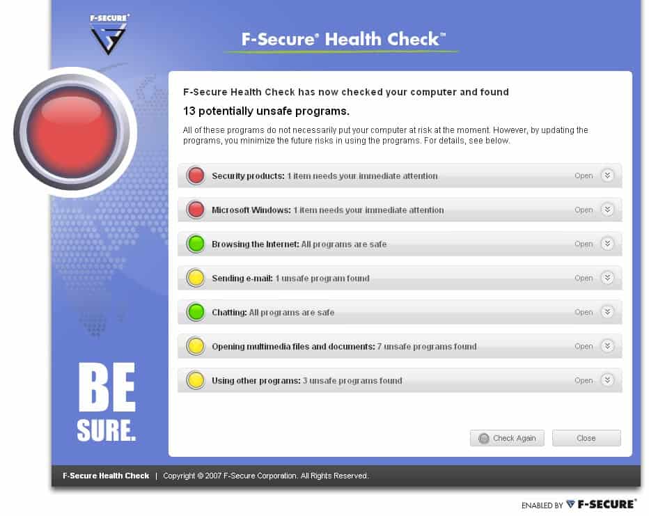 f-secure health check