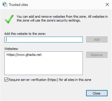 trusted sites