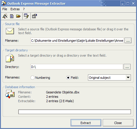 outlook express message extractor