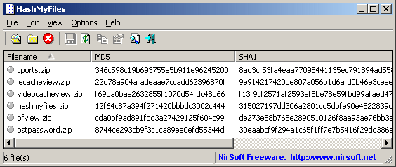 calculate file hashes
