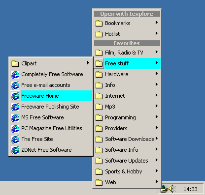 bookmarks system tray