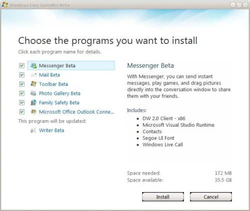 windows live installer beta