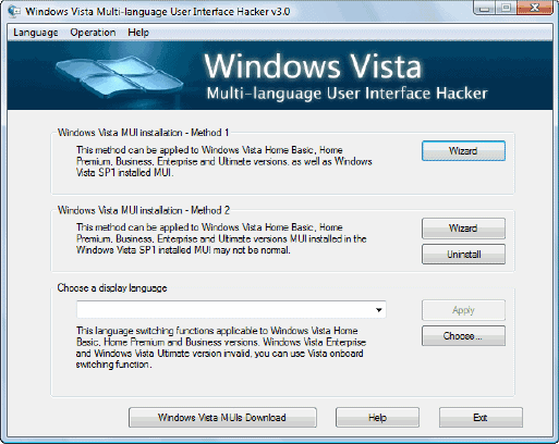 Windows Vista Multi-User Language Interface Hacker