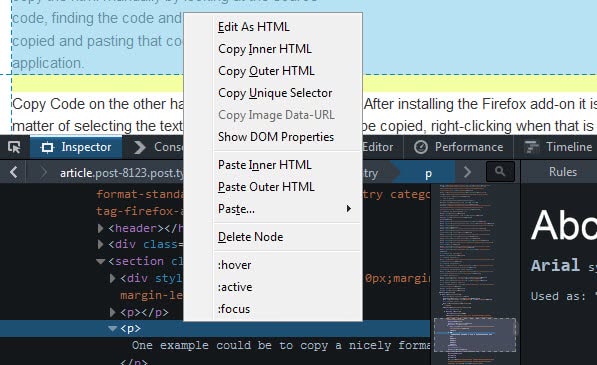 Firefox Copy Code