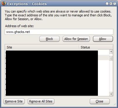 exceptions cookies