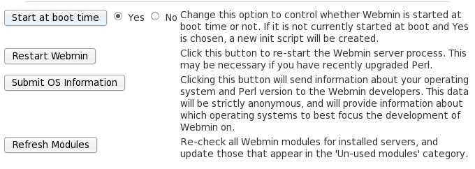 Controlling Webmin