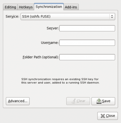 SSH Sync options