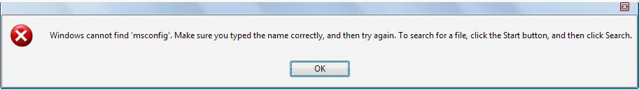 windows cannot find msconfig