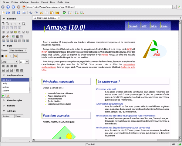 A standard compliant web browser and editor: Amaya