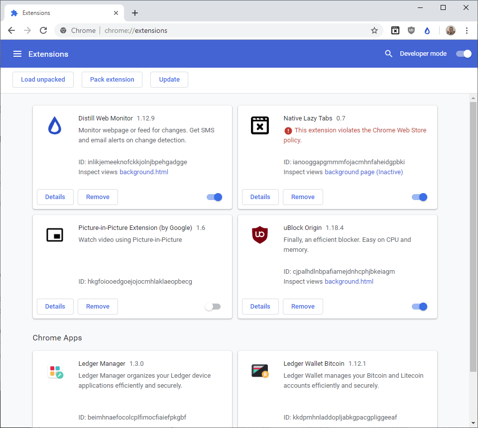 chrome extensions manager