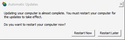 Stop Restart Now Restart Later Dialog After Windows Updates