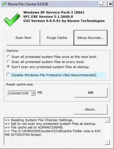windows xp system file checker