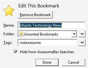firefox hide bookmarks