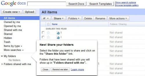 google docs share folders