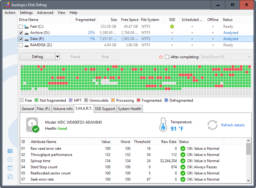 auslogics disk defrag