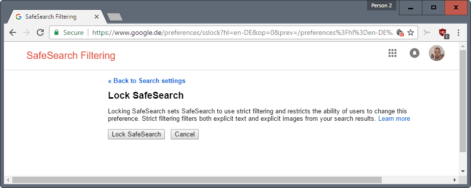 lock safesearch