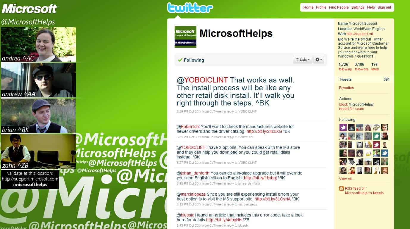 Microsoft Customer Service Joins Twitter