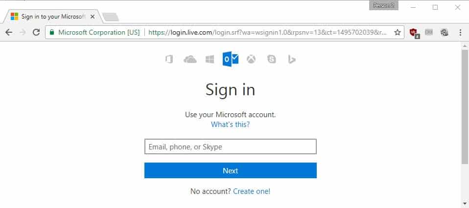 outlook mail sign-in