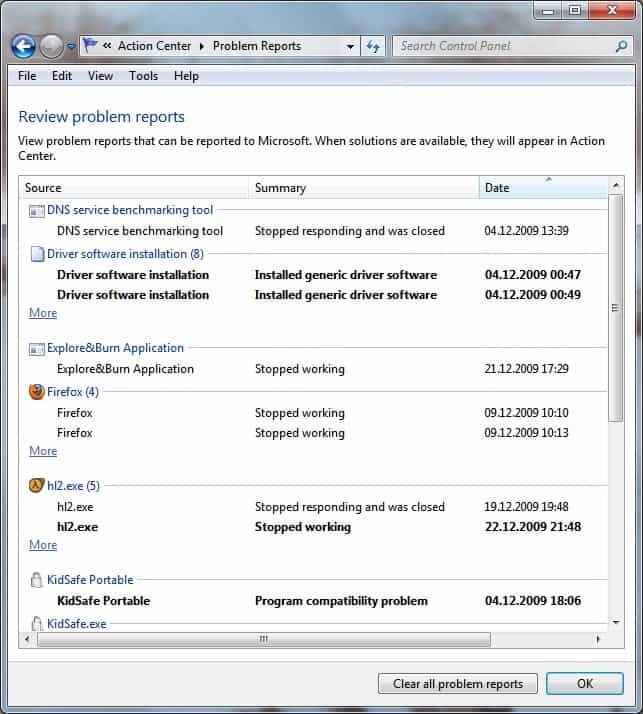 How to use the Windows 7 Reliability Monitor