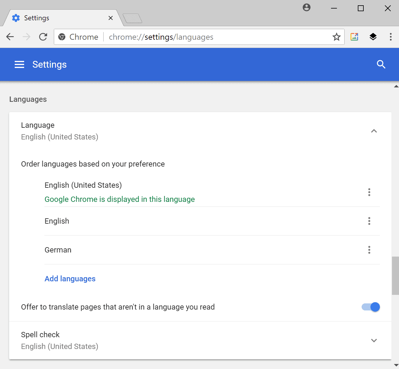 chrome change language