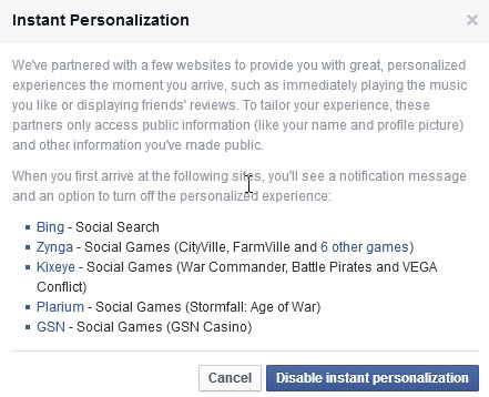 disable instant personalization