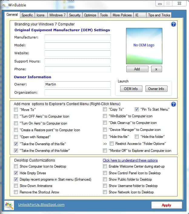 Windows 7 Tweaks Software Overview
