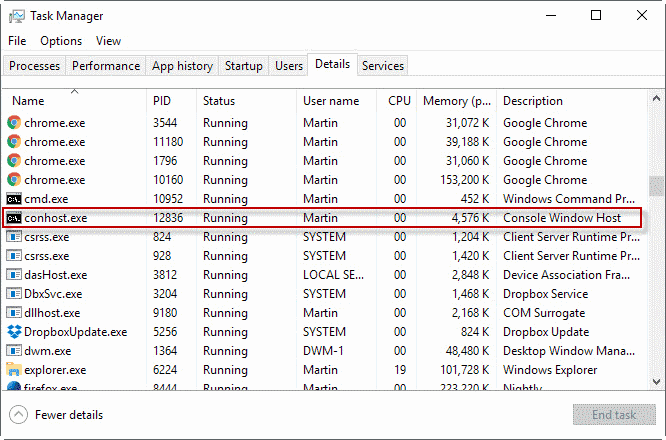 conhost windows 10