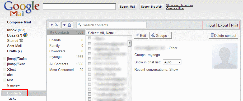 gmail contacts